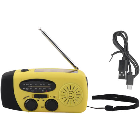 Hand Crank Solar Radio Multifunctional Emergency Radio LED Radio with Flashlight for Outdoor CampingYellow Europe