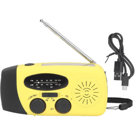 Hand Crank Solar Radio Multifunctional Emergency Radio LED Radio with Flashlight for Outdoor CampingYellow Japanese