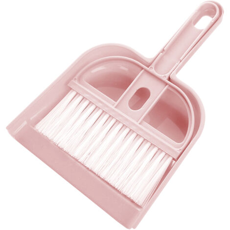 Hand Dustpan and Brush Set Efficient Cleaning Compact Portable Mini Broom Dustpan Combo for Desktop Pink