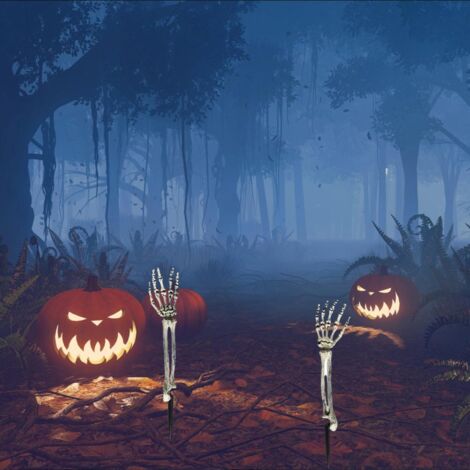 [Hand] - Halloween-Skeletthand-Requisite (Weiß, Kunststoff, 47x10cm, 2-teiliges Set)