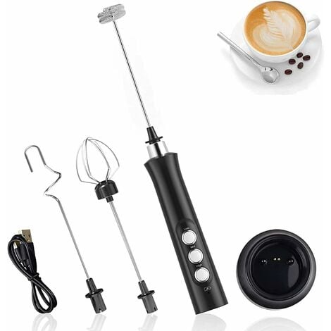 Electric Milk Frother With Double Whisk, Usb Rechargeable Milk Frother, 2  In 1 Handheld Battery Operated Milk Frother For Coffee, Latte, Cappuccino,  W