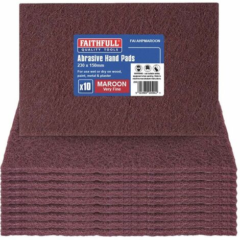 Hand Pad Maroon Very Fine 230 x 150mm (10) FAIAHPMAROON