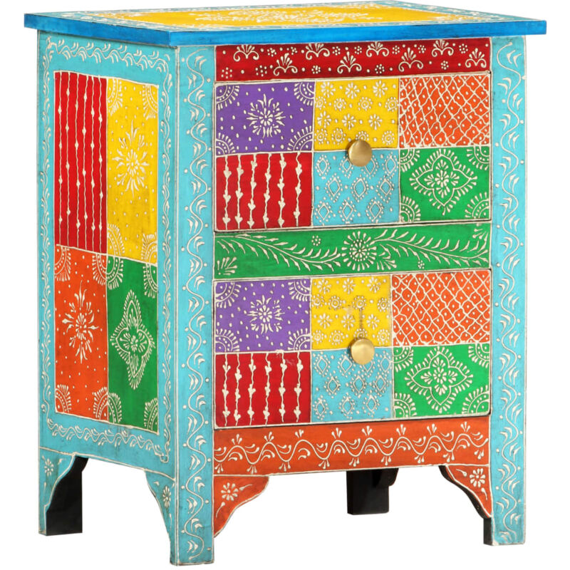 Hand Painted bedside Cabinet 40x30x50 cm Solid Mango Wood vidaXL