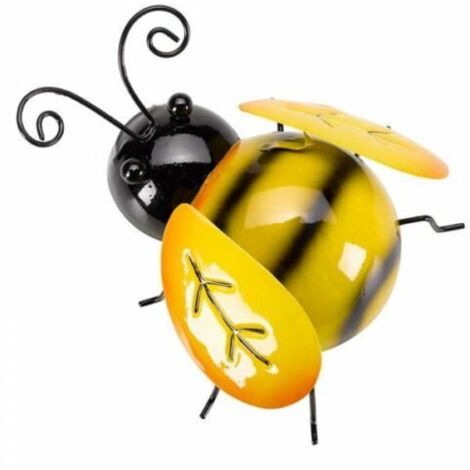 Hand Painted Bee Ornament, Steel Garden Wall Decor Art Bug Butterfly Bee Sculpture (Small Bee)