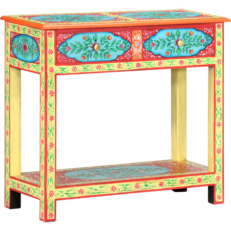 Hand Painted Console Table 80x35x75 cm Solid Mango Wood Vidaxl