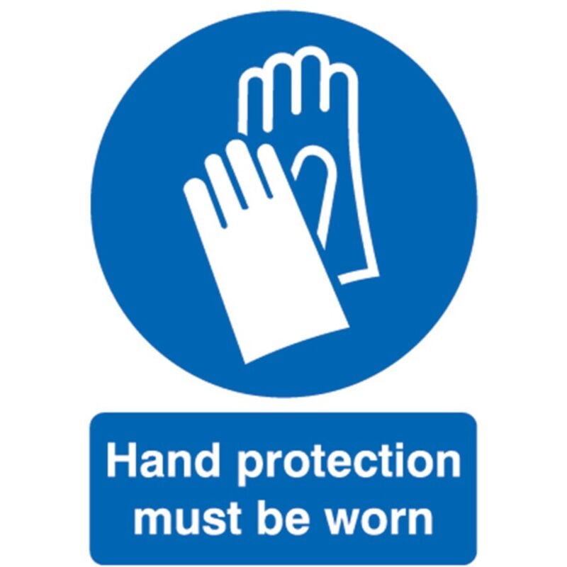 Sitesafe - Hand Protection Must Be Worn Vinyl Sign - 125 x 150mm