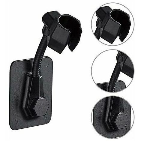 Hand Shower Bracket, Adjustable Wall Mounted Shower Head Bracket, Shower Head Bracket, ABS Plastic Adhesive Wall Mount Bracket No Drilling Bracket (Black)