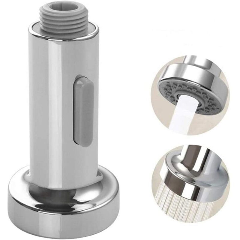 Ymyny Shower Head Kitchen Sink Mixer Tap Press Down Pro 2 Functions Jets Kitchen Mixer Tap Universal Shower Head Faucet Accessory (Silver)