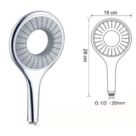 ONTWAY Hand shower, removable shower head, silver, chrome
