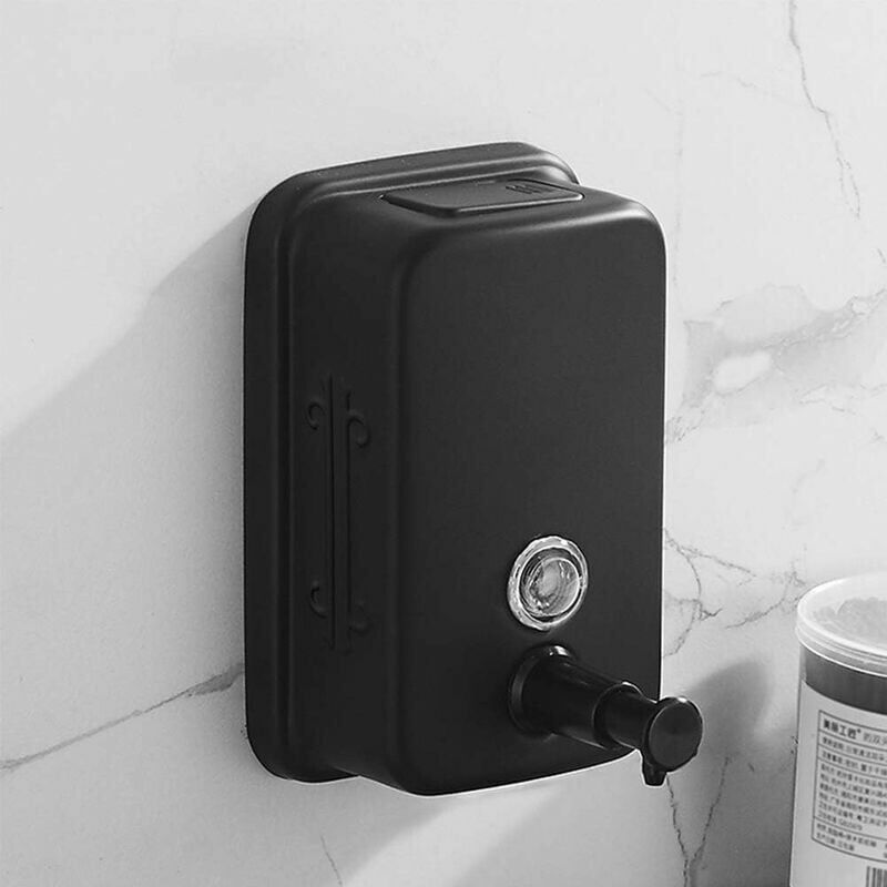 LaBlanc - Commercial Wall Mounted Stainless Steel Soap Dispenser with Rust Proof, Leak Proof, Manual Pump for Bathroom, Restaurant, 800ml (Black)