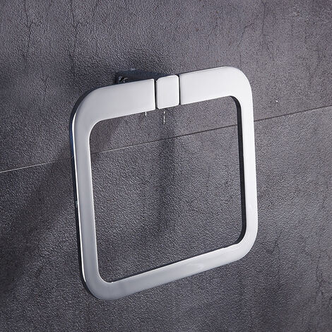 Hand Towel Holder Silver Towel Ring Punch hole Towel Rail for Bathroom, Stainless Steel Square