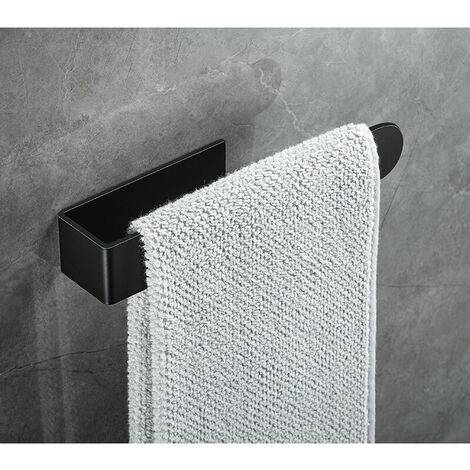 Hand Towel Holder Towel Ring Self Adhesive Towel Rail for Bathroom, Stainless Steel(small, black)