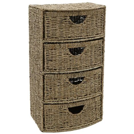 Hand Woven Seagrass Drawer, Storage Unit
