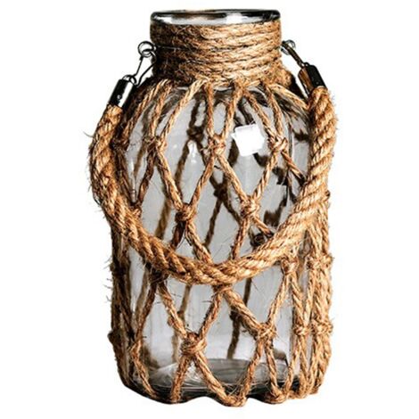 Hand Woven Twine Glass Vase Transparent Flower Arrangement Vase Hydroponic Vintage Vase Decoration