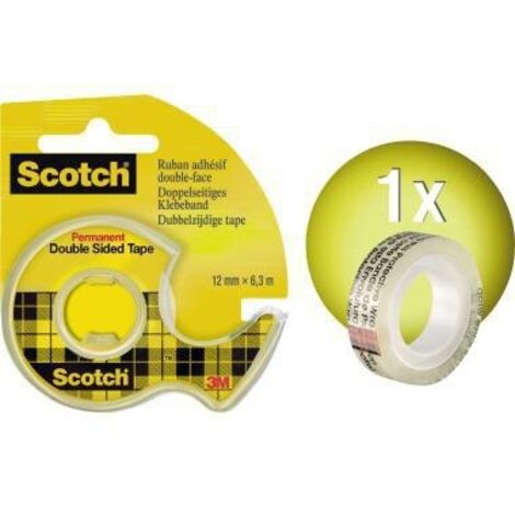 Handabroller ® nachfüllbar inkl. 1 Rolle doppelseitiger Klebefilm 12 mm x 6,3 m (B x L) mit Lösungsmittel transparent