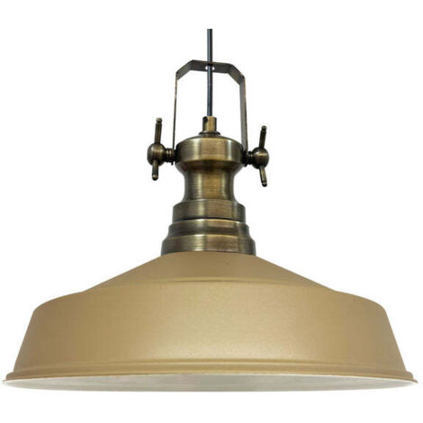 Handbemalte Industrielle Hängeleuchte aus Beige Metall – Vintage-Kronleuchter E27 Ø41 cm für Wohnzimmer, Schlafzimmer Oder Esszimmer