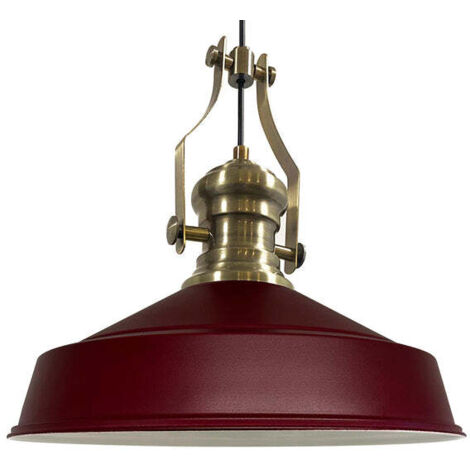 Handbemalte Industrielle Hängeleuchte aus Burgund Metall – Vintage-Kronleuchter E27 Ø41 cm für Wohnzimmer, Schlafzimmer Oder Esszimmer