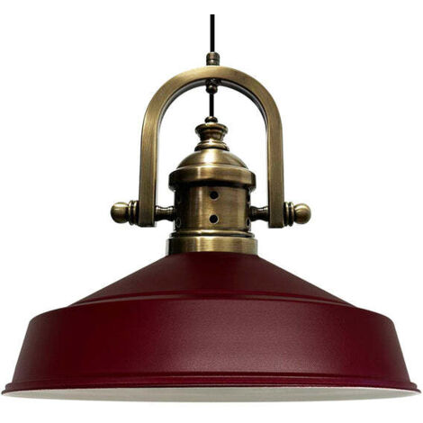 Handbemalte Industrielle Hängeleuchte aus Burgund Metall – Vintage-Kronleuchter E27 Ø41 cm für Wohnzimmer, Schlafzimmer Oder Esszimmer