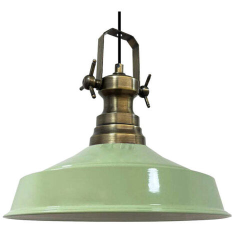 Handbemalte Industrielle Hängeleuchte aus Minzgrün Metall – Vintage-Kronleuchter E27 Ø41 cm für Wohnzimmer, Schlafzimmer Oder Esszimmer