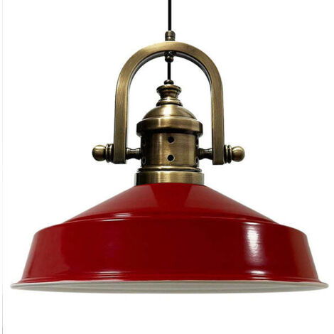 Handbemalte Industrielle Hängeleuchte aus Rot Metall – Vintage-Kronleuchter E27 Ø41 cm für Wohnzimmer, Schlafzimmer Oder Esszimmer