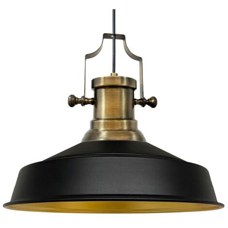 Handbemalte Industrielle Hängeleuchte aus Schwarz Metall – Vintage-Kronleuchter E27 Ø41 cm für Wohnzimmer, Schlafzimmer Oder Esszimmer