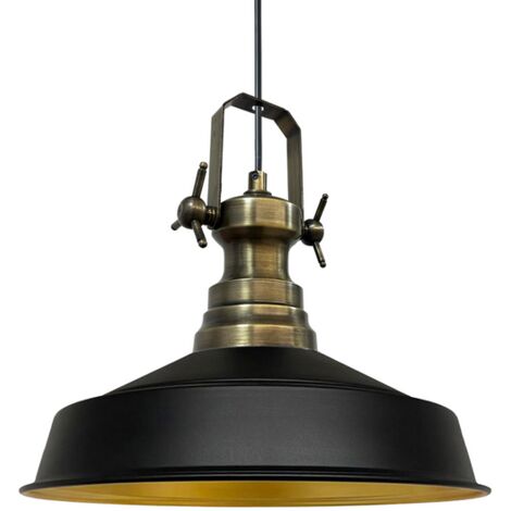 Handbemalte Industrielle Hängeleuchte aus Schwarz Metall – Vintage-Kronleuchter E27 Ø41 cm für Wohnzimmer, Schlafzimmer Oder Esszimmer