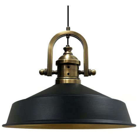 Handbemalte Industrielle Hängeleuchte aus Schwarz Metall – Vintage-Kronleuchter E27 Ø41 cm für Wohnzimmer, Schlafzimmer Oder Esszimmer