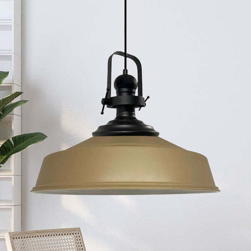 Bamyum Handbemalte Industrielle Hängeleuchte Aus Beige Metall – Vintage-kronleuchter E27 Ø41 Cm Für Wohnzimmer, Schlafzimmer Oder Esszimmer