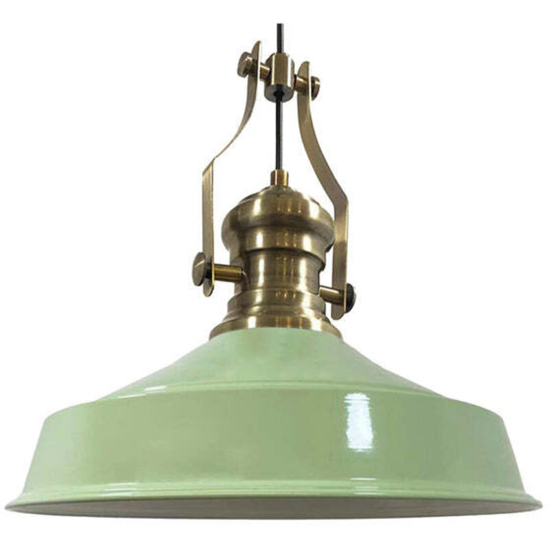 Bamyum Handbemalte Industrielle Hängeleuchte Aus Minzgrün Metall – Vintage-kronleuchter E27 Ø41 Cm Für Wohnzimmer, Schlafzimmer Oder Esszimmer