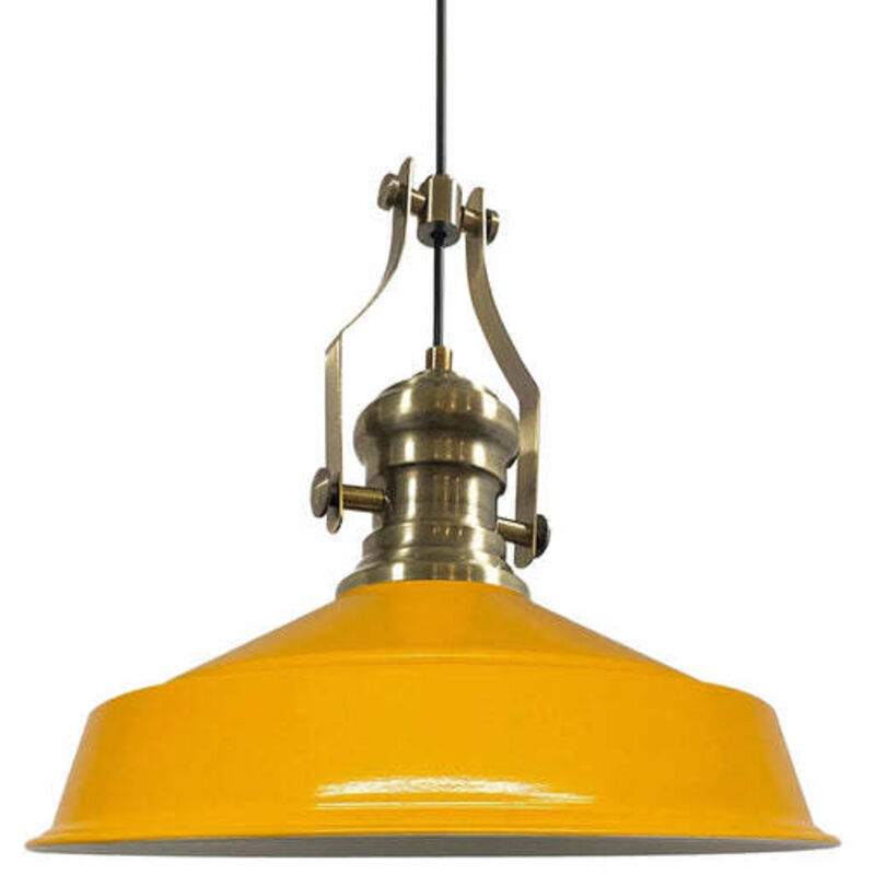 Bamyum Handbemalte Industrielle Hängeleuchte Aus Gelb Metall – Vintage-kronleuchter E27 Ø41 Cm Für Wohnzimmer, Schlafzimmer Oder Esszimmer