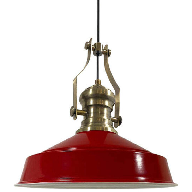 Bamyum Handbemalte Industrielle Hängeleuchte Aus Rot Metall – Vintage-kronleuchter E27 Ø41 Cm Für Wohnzimmer, Schlafzimmer Oder Esszimmer