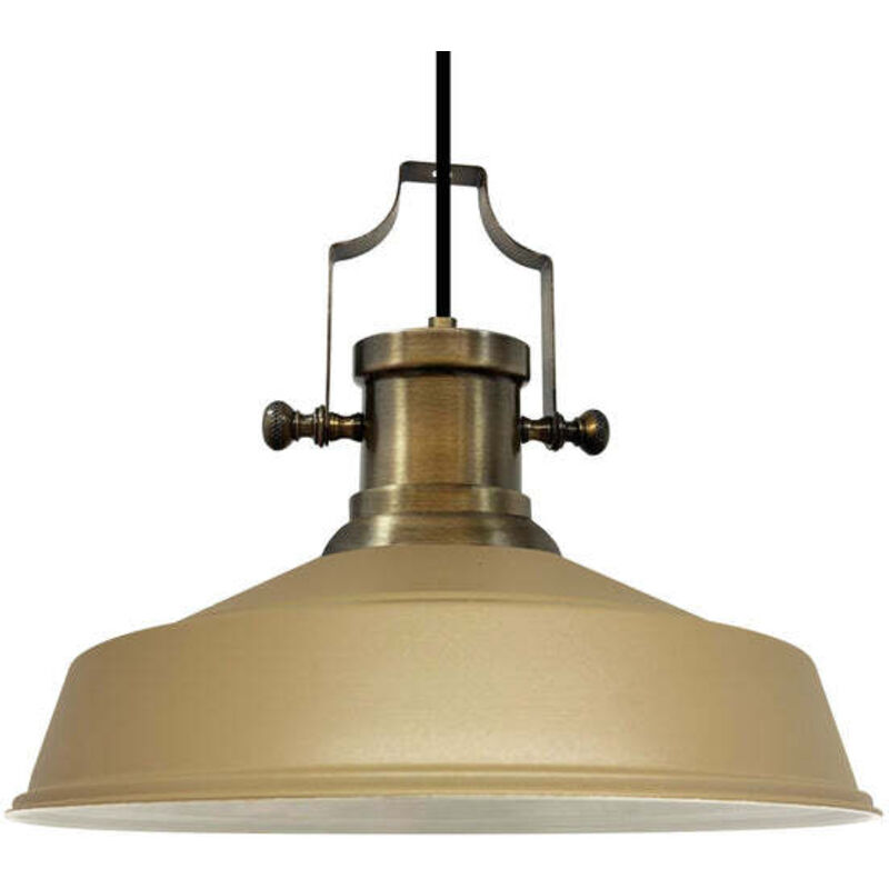 Bamyum Handbemalte Industrielle Hängeleuchte Aus Beige Metall – Vintage-kronleuchter E27 Ø41 Cm Für Wohnzimmer, Schlafzimmer Oder Esszimmer