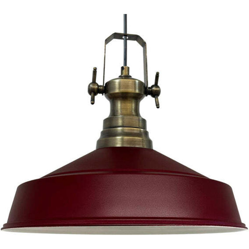 Bamyum Handbemalte Industrielle Hängeleuchte Aus Burgund Metall – Vintage-kronleuchter E27 Ø41 Cm Für Wohnzimmer, Schlafzimmer Oder Esszimmer