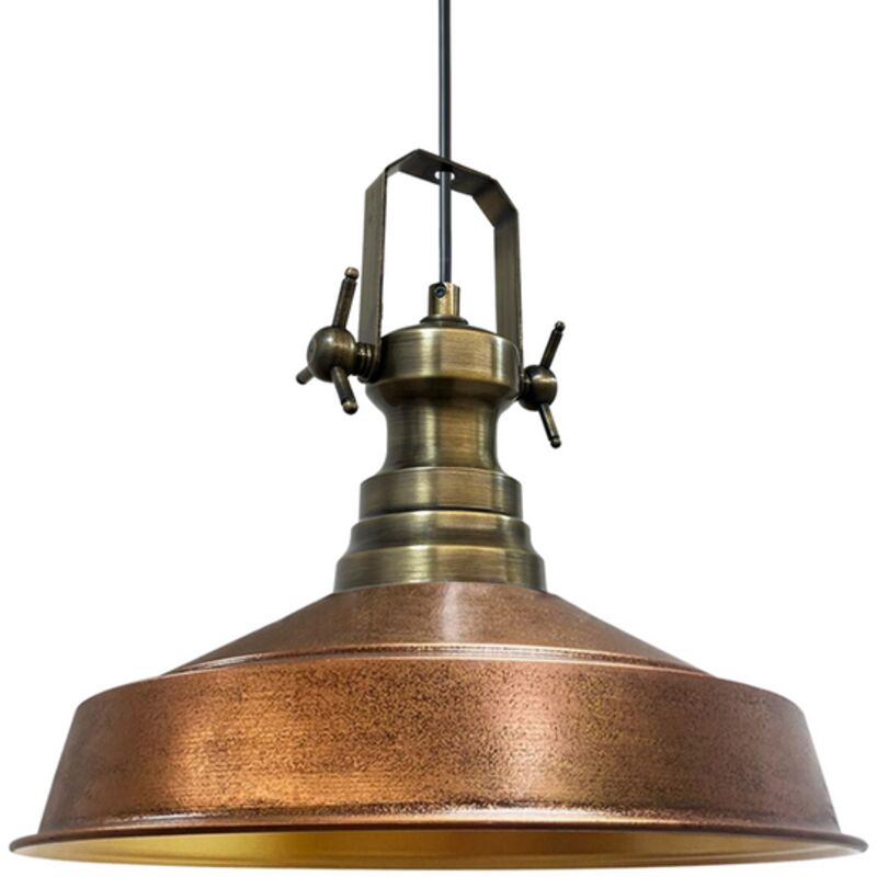 Bamyum Handbemalte Industrielle Hängeleuchte Aus Kupferfarbe Metall – Vintage-kronleuchter E27 Ø41 Cm Für Wohnzimmer, Schlafzimmer Oder Esszimmer