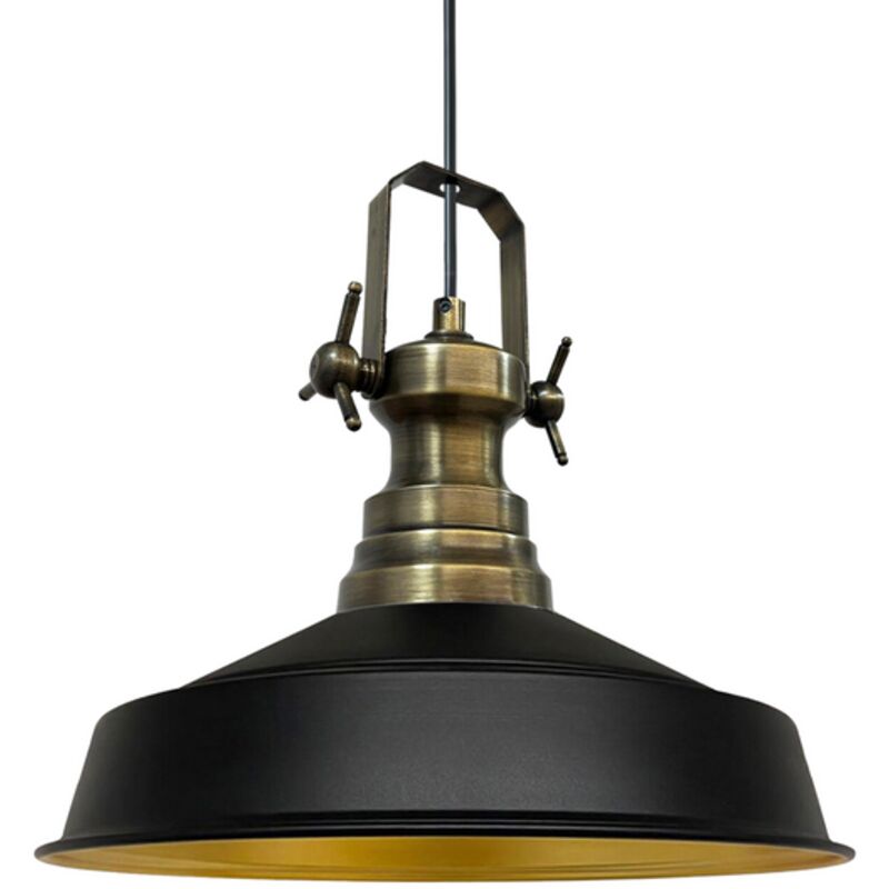 Bamyum Handbemalte Industrielle Hängeleuchte Aus Schwarz Metall – Vintage-kronleuchter E27 Ø41 Cm Für Wohnzimmer, Schlafzimmer Oder Esszimmer