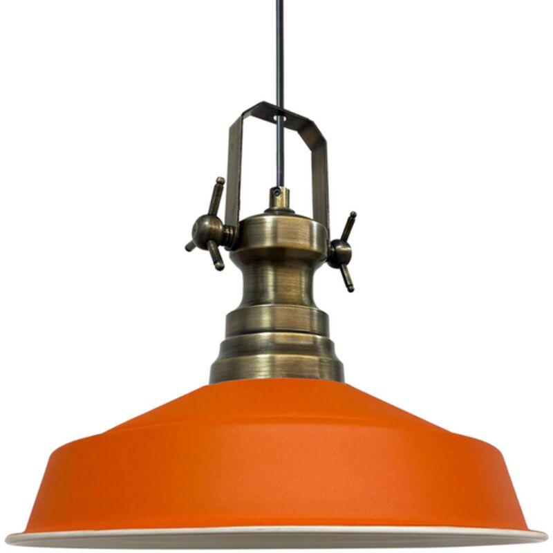 Bamyum Handbemalte Industrielle Hängeleuchte Aus Orange Metall – Vintage-kronleuchter E27 Ø41 Cm Für Wohnzimmer, Schlafzimmer Oder Esszimmer