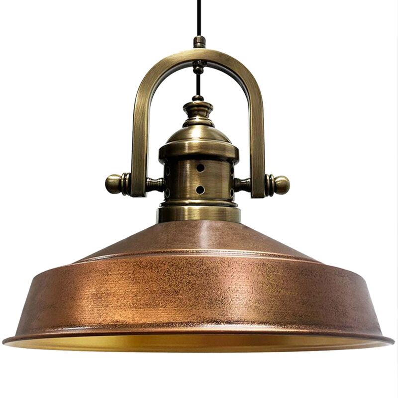 Bamyum Handbemalte Industrielle Hängeleuchte Aus Kupferfarbe Metall – Vintage-kronleuchter E27 Ø41 Cm Für Wohnzimmer, Schlafzimmer Oder Esszimmer