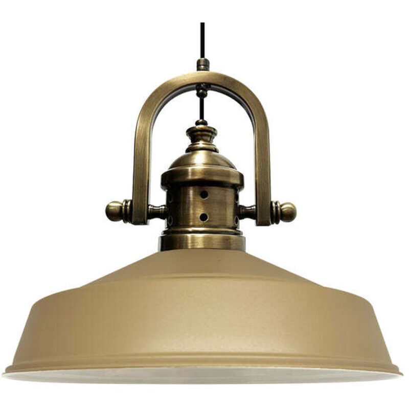 Bamyum Handbemalte Industrielle Hängeleuchte Aus Beige Metall – Vintage-kronleuchter E27 Ø41 Cm Für Wohnzimmer, Schlafzimmer Oder Esszimmer