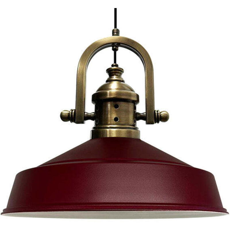 Bamyum Handbemalte Industrielle Hängeleuchte Aus Burgund Metall – Vintage-kronleuchter E27 Ø41 Cm Für Wohnzimmer, Schlafzimmer Oder Esszimmer