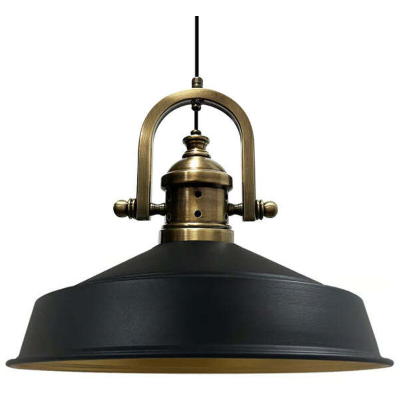 Bamyum Handbemalte Industrielle Hängeleuchte Aus Schwarz Metall – Vintage-kronleuchter E27 Ø41 Cm Für Wohnzimmer, Schlafzimmer Oder Esszimmer