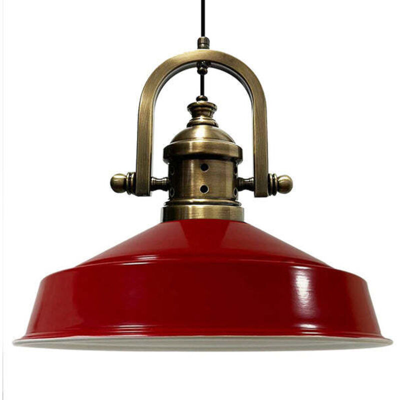 Bamyum Handbemalte Industrielle Hängeleuchte Aus Rot Metall – Vintage-kronleuchter E27 Ø41 Cm Für Wohnzimmer, Schlafzimmer Oder Esszimmer