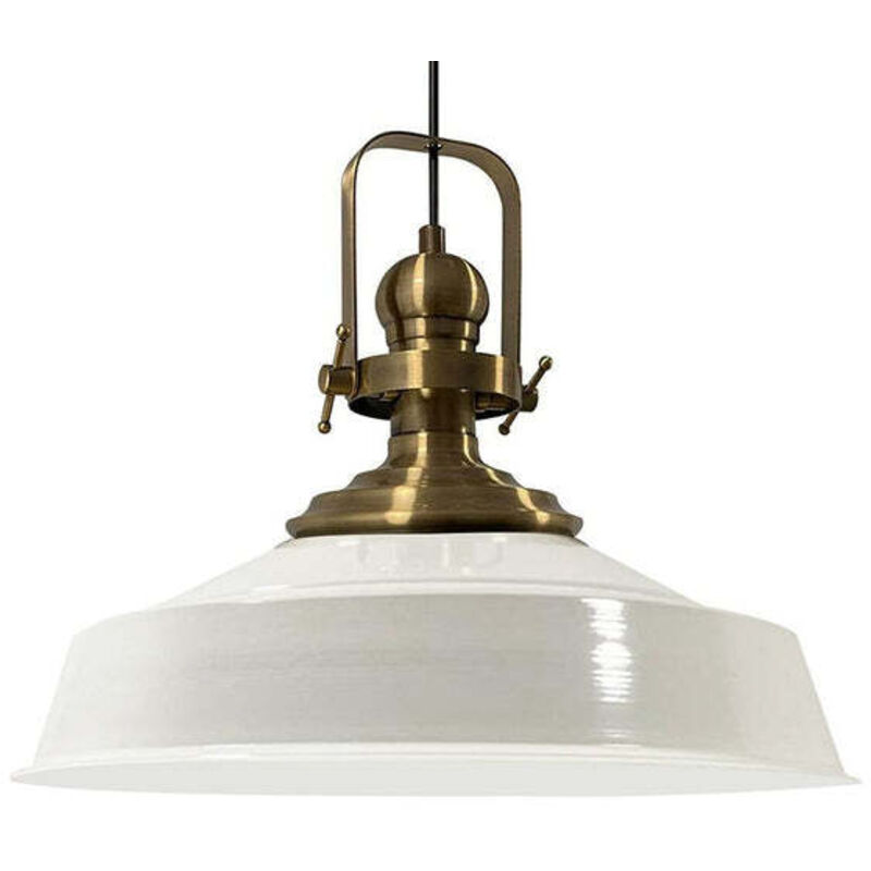 Bamyum Handbemalte Industrielle Hängeleuchte Aus Weiß Metall – Vintage-kronleuchter E27 Ø41 Cm Für Wohnzimmer, Schlafzimmer Oder Esszimmer