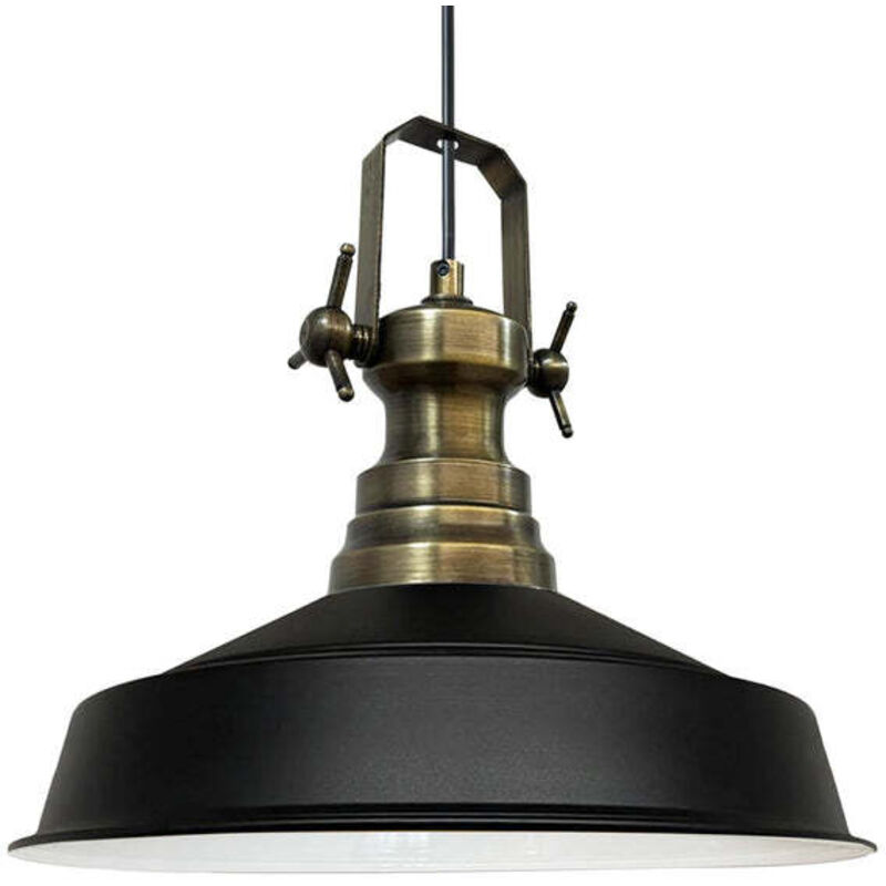 Bamyum Handbemalte Industrielle Hängeleuchte Aus Schwarz Metall – Vintage-kronleuchter E27 Ø41 Cm Für Wohnzimmer, Schlafzimmer Oder Esszimmer