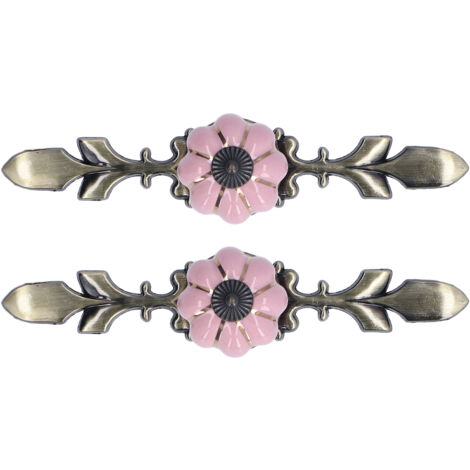 handbemalte Keramik-Schubladengriffe in Rosa im chinesischen Landhausstil für dekorative Möbel