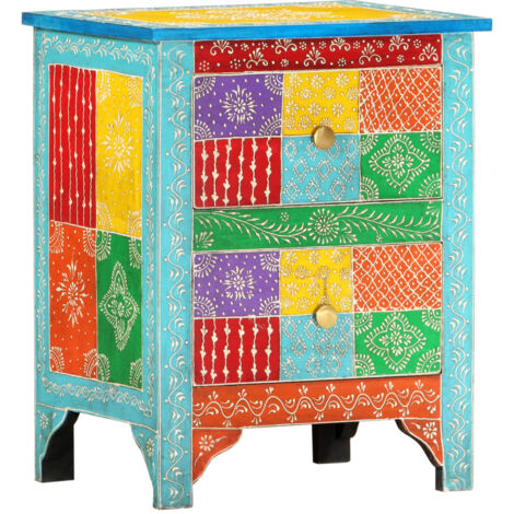 Handbemalte Nachttisch 40x30x50 cm Mango-Holz