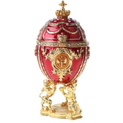 Handbemalte Schmuckschatulle mit rotgoldener Krone, aus einer exklusiven Serie, einzigartiges Geschenk zur Osterdekoration, Sammlerstück, neue Kollektion
