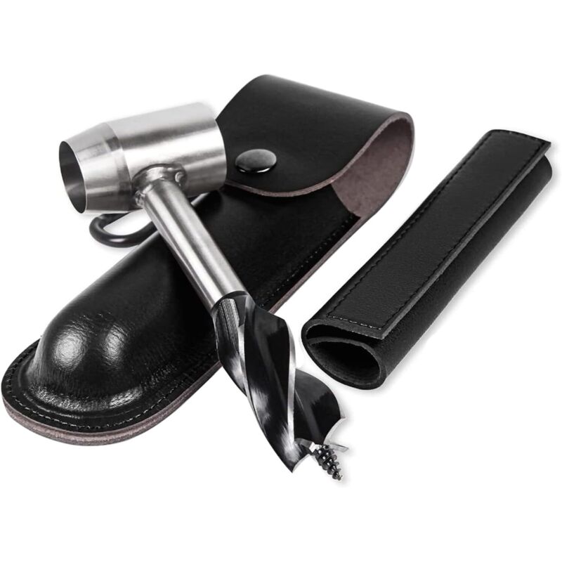 Vtizikl Perceuse à main pour le travail du bois – Mèche hélicoïdale multi-usages avec étui en cuir, outils de survie manuel