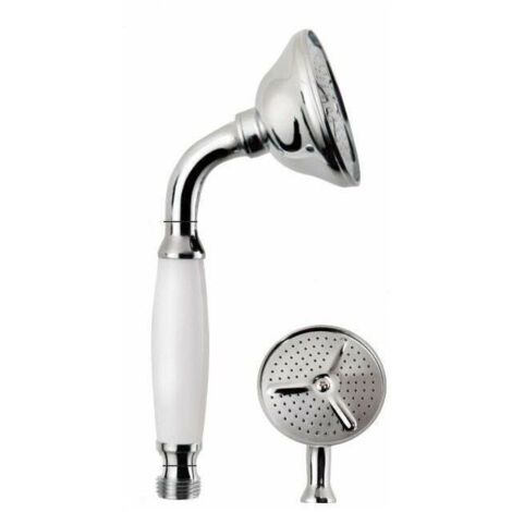 Handbrause aus Messing mit weißem Griff, Pollini Acqua Design Niky DOC2300.BD Chrom
