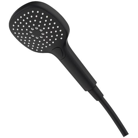 Handbrause SoftBlackQ Ø120 mm, 3 Strahlarten mit Druckknopf, matt schwarz, eckig