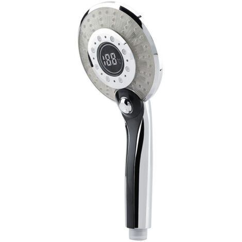 Handbrausekopf mit Digitalanzeige, 3 Strahlarten und 3-farbiger LED-Temperaturregelung